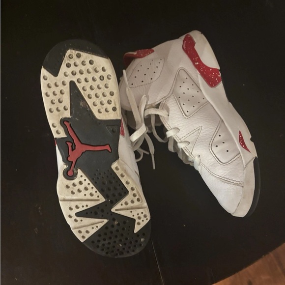 Jordan Kids White and Red High-Top Sneakers - Picture 5 of 5